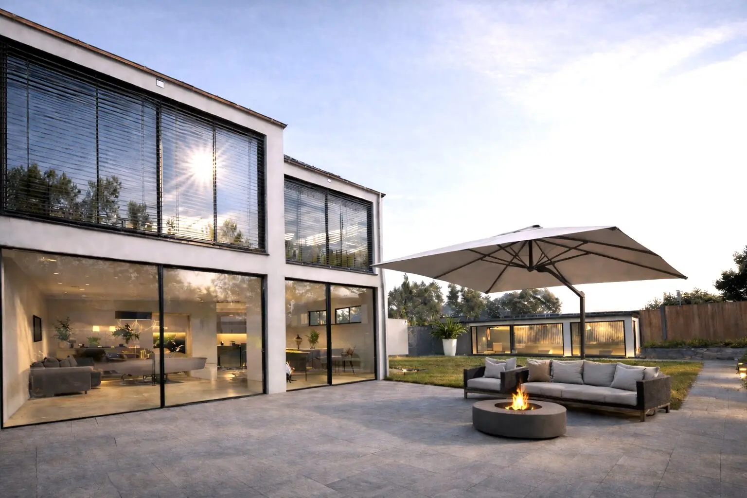 Architekturhaus Starnberg in der Dämmerung